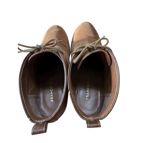 Franco Sarto Albi Wedge Chukka Boots Size 7 M Cognac Suede & Leather With Box - Picture 8 of 9
